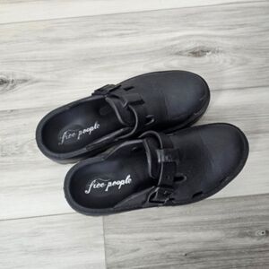Free People Black Buckle Slip-Ons Sz 8
